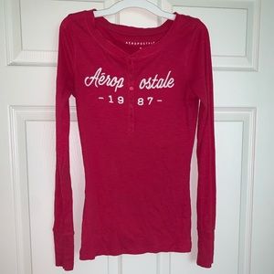 Aeropostale magenta long sleeve tee